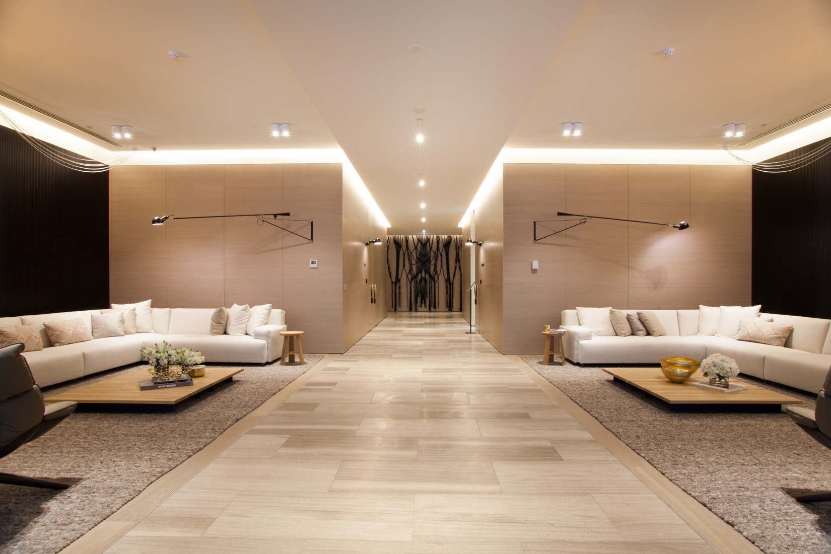 Architectural common areas created by ISM Interiors for the newly developed apartment building, Concavo, in Melbourne.