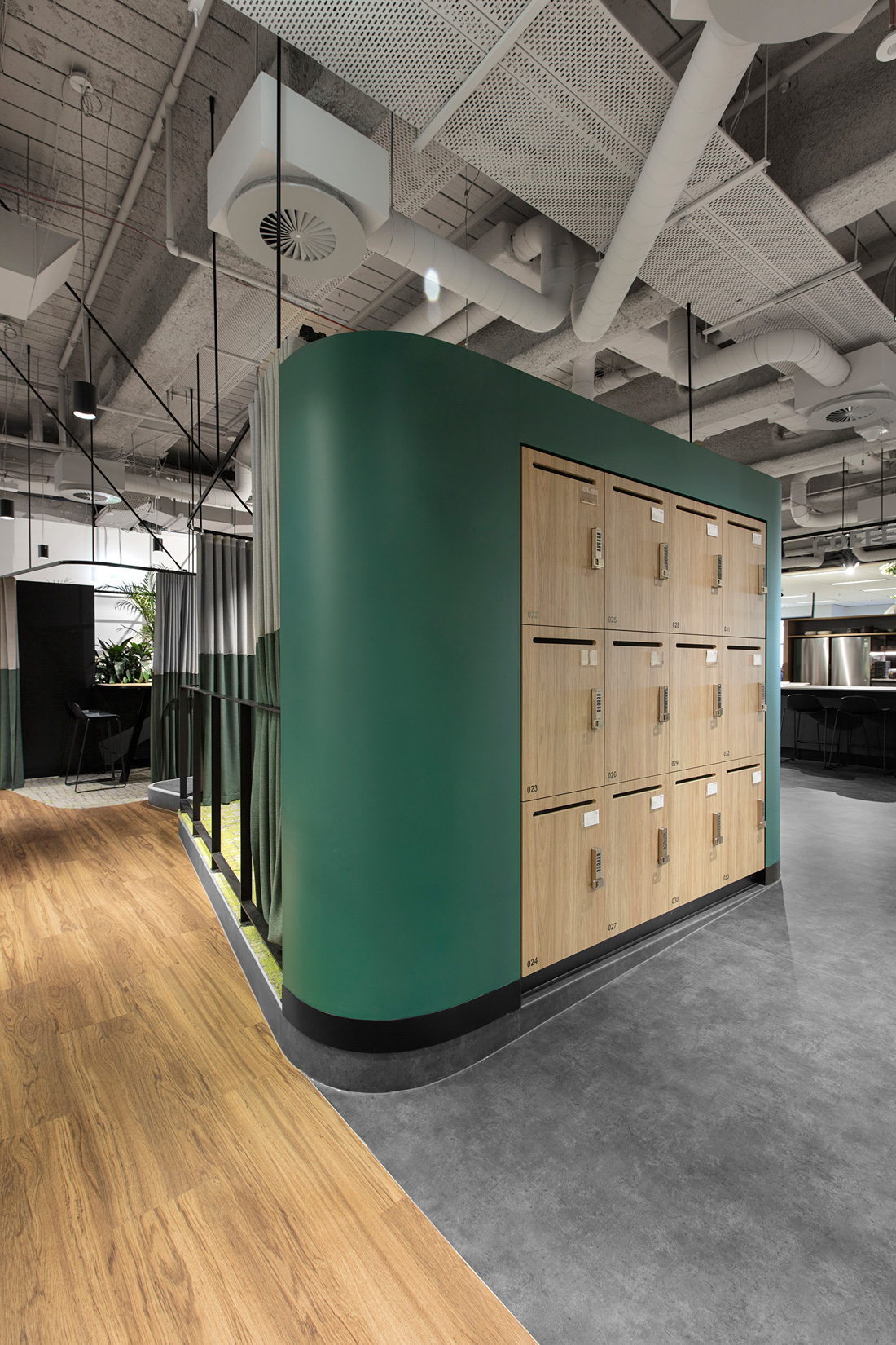 Melbourne office fit out, custom joinery and lockers created by ISM Interiors for JLL