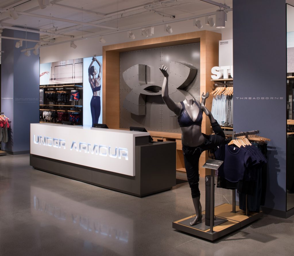 The latest shop fit out for Under Armour in Melbourne’s Chadstone shopping centre created by ISM Interiors